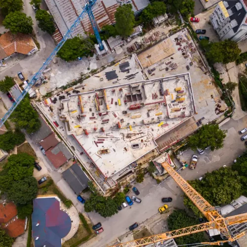 Baustelle aus der Vogelperspektive